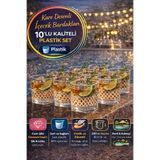 Open Home Concept 10’lu Kare Desenli Plastik İçecek Bardağı 220 cc Sert Şeffaf Kokteyl Meşrubat Bardak