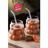 Open Home Concept 2 Adet Üzüm Model Borosilikat Kokteyl ve Soğuk-Sıcak Kahve Bardağı Pipet Hediyeli 350 Ml OPH-000302