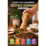 Open Home Concept 2'li Set Ambu Gövdeli Tuz Karabiber Değirmeni 16 cm Ayarlı Baharat Öğütücü Mutfak I Tuzluk Değirmen - Şeffaf - 200 gr