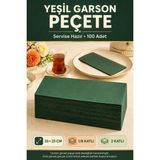Open Home Concept 33X33 cm Yeşil Garson Katlama Peçete 100 Adet 2 Katlı Kadınlar Günü Davet Parti Sofra Kağıt Peçetesi