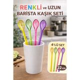 Open Home Concept 4'lü Renkli Uzun Barista Kaşığı | Akrilik Karıştırma Kaşığı | Tüm Bardaklara Uyumlu