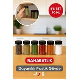 Open Home Concept 6’lı Dayanıklı Plastik Baharatlık Seti – Şeffaf Gövde, Siyah Kapak, Düzenli Mutfaklar İçin 90 ml