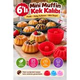 Open Home Concept 6'lı Mini Bundt Kek Kalıbı Silikon Ortası Delikli Porsiyonluk Şekilli Mini Kek Kalıbı Seti