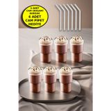 Open Home Concept 6'lı Origami Cam Model Borosilikat Soğuk Kahve Kokteyl Meşrubat Bardak 300 Ml-6'lı Cam Pipet Hediye