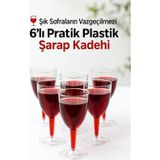Open Home Concept 6’lı Şeffaf Plastik Şarap Kadehi – Düğün, Parti ve Davet Sunumlarına Uygun Bardak