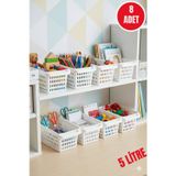 Open Home Concept 8 Adet Beyaz Plastik Çok Amaçlı Delikli Organizer Sepet – Mutfak Banyo Dolap İçi Düzenleyici 5 Litre