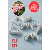Open Home Concept Beyaz Masa Örtüsü Mandalı 4’lü Set – Kaymaz, Rüzgara Dayanıklı, Piknik & Balkon Masa Sabitleyici