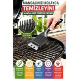 Open Home Concept Mangal Bbq Temizlik Fırçası Paslanmaz Çelik Kıllı Izgara Temizleme Fırçası Ergonomik - Antrasit - 1 Adet
