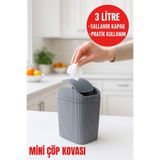 Open Home Concept Mini Çöp Kovası, Mutfak, Banyo, Tuvalet, Ofis Çöp Kutusu Gri