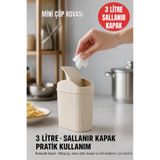 Open Home Concept Mini Çöp Kovası, Mutfak, Banyo, Tuvalet, Ofis Çöp Kutusu Krem