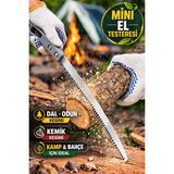 Open Home Concept Mini Tavuk Kuyruk Testere Kamp Testeresi Dal Budama El Testeresi Kemik Kesme Kıl Testere 34 cm - Gri