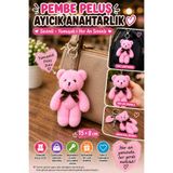 OpenCity 1 Adet Pembe Peluş Ayıcık Anahtarlık 15x8 cm Çanta Sırt Çantası Anahtar Aksesuarı Sevimli Fiyonklu!!