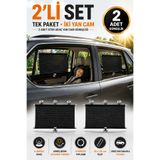 OpenCity 2 Adet Araç Yan Cam Güneşliği Stor 50x125 cm 3 Vantuzlu Otomatik Toplanan Oto Cam Gölgelik Perde UV