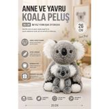 OpenCity 26 cm Gri Anne ve Yavru Koala Peluş Oyuncak Yumuşak Dekoratif Çocuk Odası Uyku Arkadaşı