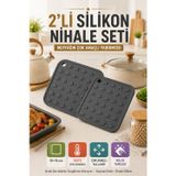 OpenCity 2'li Set Antrasit Silikon Nihale 16x16cm Çok Amaçlı Tencere Tava Altlığı Fırın Tepsi Tutacağı