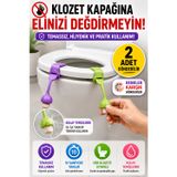 OpenCity 2'li Set Mantar Tasarımlı Klozet Kapağı Kaldırma Aparatı Silikon Hijyenik Tutacak Renkli 24 cm