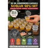 OpenCity 30 Ml Kendinden Kapaklı Şeffaf Sosluk 50’li Set Sızdırmaz Mini Saklama Kabı BPA’sız