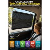 OpenCity Araç Yan Cam Güneşliği Stor 50x125 cm 3 Vantuzlu Otomatik Toplanan Oto Cam Gölgelik Perde UV