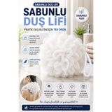 OpenCity Beyaz Sabunlu Duş Lifi Sabun İçeren Köpüren Banyo Lifi Yumuşak Dokulu Pratik Duş Kesesi Askılı Lif