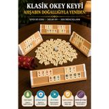 OpenCity Büyük Boy Ahşap Okey Takımı 4 Kişilik Istaka Seti Taş Torbalı Dayanıklı Kalın Taşlı Oyun Seti