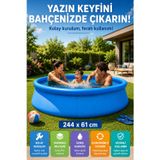 OpenCity Easy Kolay Kurulum Mavi Şişme Bahçe Havuzu 244x61 cm Aile Boyu Yazlık Havuz Keyfi Seti