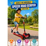 OpenCity Kırmızı Işıklı Müzikli Speedx Road Scooter WX-818 3 Tekerlekli Çocuk Scooterı Geniş Dokulu Taban