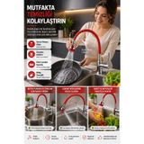 OpenCity Kırmızı Spiral Musluk Başlığı Çift Fonksiyonlu Esnek Lavabo Batarya Ucu Aparatı 360° Döner