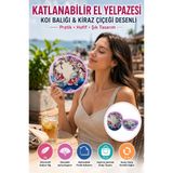 OpenCity Koi Balığı Desenli Katlanabilir El Yelpazesi Japon Stili Kılıflı Yuvarlak Cep Yelpazesi Hafif 10g