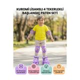 OpenCity Kuromi Ayarlanabilir Çocuk Paten Seti 25-31 Numara 4 Tekerlekli Mor Koruyucu Setli Lisanslı Mor Seri