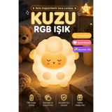OpenCity Kuzu RGB Gece Lambası Dokunmatik Silikon Led Çocuk Odası Işık 10 cm Renk Değiştirilebilir