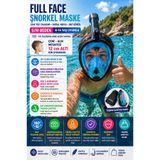 OpenCity Mavi Siyah Full Face Şnorkel Maske S/M Beden 8-14 Yaş Çocuk Tam Yüz Dalış Seti Katlanabilir