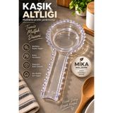 OpenCity Mika Kaşık Altlığı Şeffaf Kaşıklık Tezgah Üstü Kepçe Spatula Tutucu Mutfak Gereci 27 cm Pratik Stand