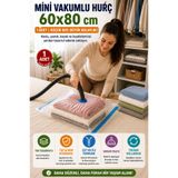 OpenCity Mini Boy Vakumlu Hurç 60x80 cm 1 Adet Vakum Poşeti Çift Kilitli Saklama Torbası Şeffaf Düzenleyici