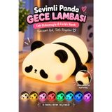 OpenCity Panda Gece Lambası 8 Renk Değiştiren Dokunmatik Silikon Şarjlı Çocuk Odası Dekoratif Gece Işık USB-C