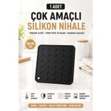 OpenCity Siyah Silikon Nihale 16x16cm Çok Amaçlı Tencere Tava Altlığı Fırın Tepsi Tutacağı Kavanoz Açacağı Ev