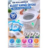 OpenCity Tek Kullanımlık Klozet Kapağı Örtüsü 50 Adet Hijyenik Seyahat Tipi Tuvalet Koruyucu Kılıf Seti