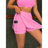 Opendo Movefit™ Kadın Yüksek Bel Şortlu Cepli Spor Etek - Candy Pink