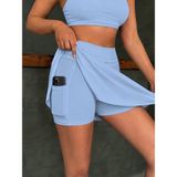 Opendo Movefit™ Kadın Yüksek Bel Şortlu Cepli Spor Etek - Soft blue