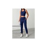 Opendo Yüksek Bel Dar Paça Jogger Eşofman Altı - Lacivert - 2XL