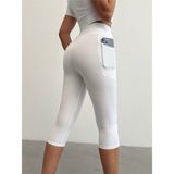 Opendo Yüksek Bel Toparlayıcı Cepli Kapri Spor Tayt - Beyaz - XL