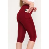 Opendo Yüksek Bel Toparlayıcı Cepli Kapri Spor Tayt - Bordo - 2XL