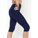 Opendo Yüksek Bel Toparlayıcı Cepli Kapri Spor Tayt - Lacivert - 2XL