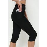 Opendo Yüksek Bel Toparlayıcı Cepli Kapri Spor Tayt - Siyah - XL
