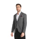 Opera Erkek Siyah - Bordo Ekose Slim Fit Mono Yaka Spor Blazer Ceket Gri 56