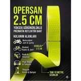Opersan 2.5 cm x 10 Metre Fosforlu Neon Sarı Reflektör Bant Dış Mekan Koruma için Şık Görünüm