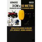 opersan 3 CM GENİŞLİK 10 METRE UZUNLUK-DEKORATİF AMAÇLI-YÜKSEK GÖRÜNÜRLÜK -PRİZMATİK SARI REFLEKTİF BANT