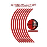 opersan Honda,Forza,Yamaha xmax,,nmax,Dio,Pcx,,Motosiklet, Bisiklet Jant Şeridi Sticker - 32 Parça Prizmatik Reflektif Fosforlu Çıkartma Seti Kırmızı Renk