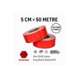 opersan Kırmızı Renk Reflektif Şerit Bant 50 Metre X5 Cm-Reflektör Şerit,Şerit bant