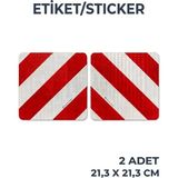 Opersan Reflektörlü Iş Makinesi ve Karavan Işaret Stickeri-Etiket-Yapıştırma- 21.3 x 21.3 cm - Kırmızı Beyaz Uyarı Plakası (2 Adet) - 21,3 x 21,3 cm