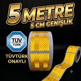 opersan Tüvtürk Muayene Uyumlu 5 Metre x 5 cm Kendinden Yapışkanlı Parçalı Kesikli Sarı Renk Reflektif Şerit Bant